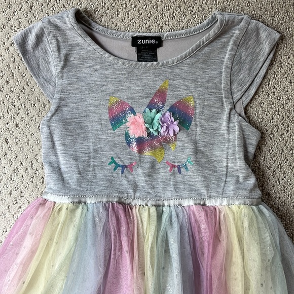 Unicorn Dress with Rainbow Tulle Skirt - Picture 3 of 5